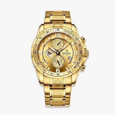 Picture of NAVIFORCE NF8020 Golden Stainless Steel Chronograph Watch For Men - Golden