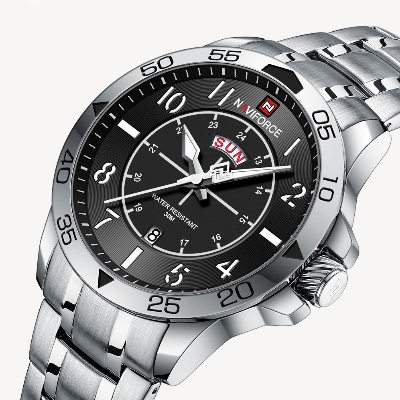 Picture of NAVIFORCE NF9204G Silver Stainless Steel Analog Watch For Men - Silver & Black