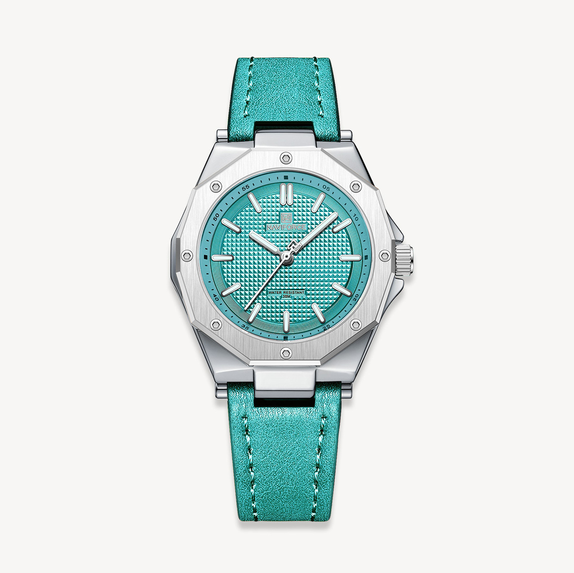 Picture of NAVIFORCE NF5026 Pest PU Leather Analog Watch For Women - Silver & Pest