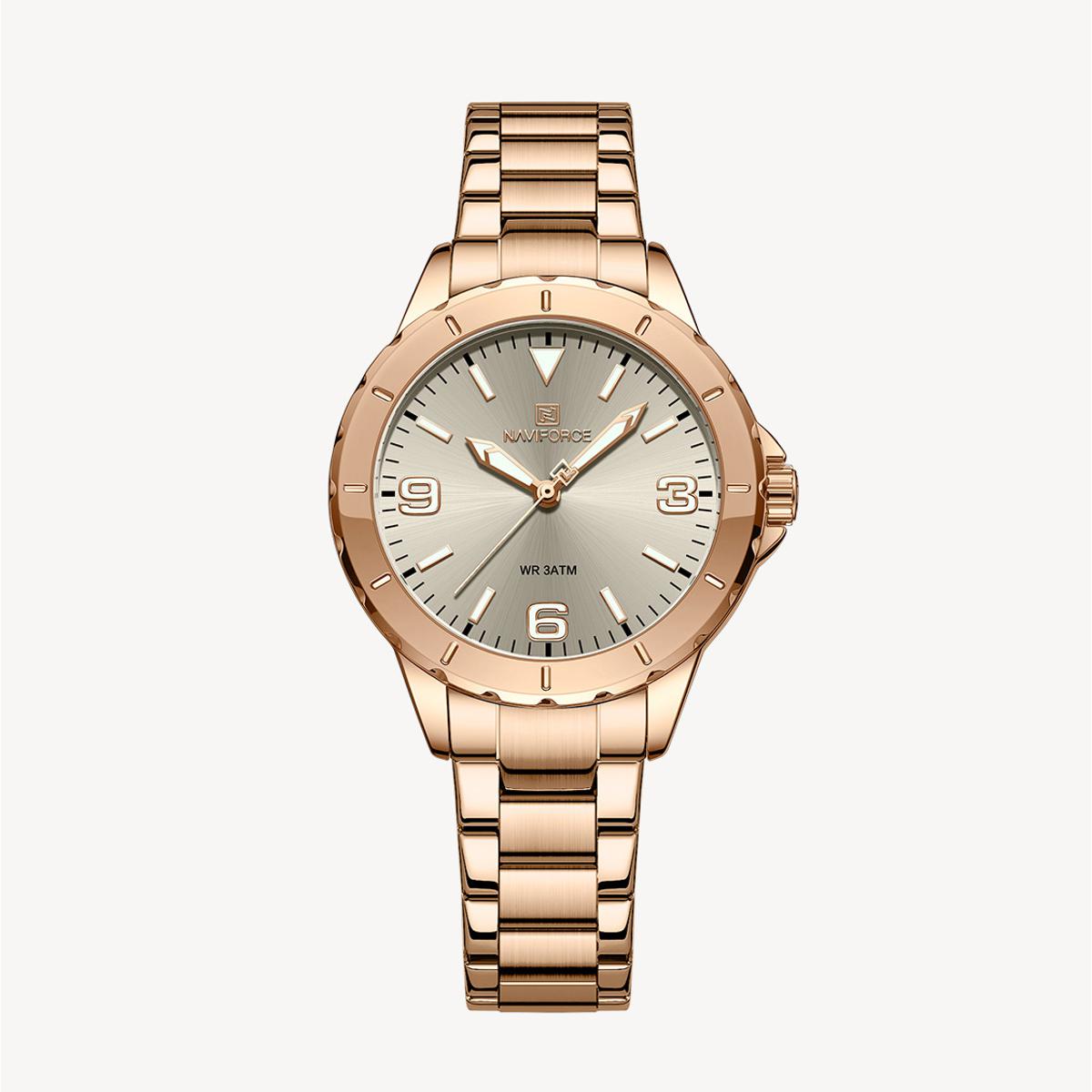 Picture of NAVIFORCE NF5022 RoseGold Stainless Steel Analog Watch For Women - Gray & RoseGold