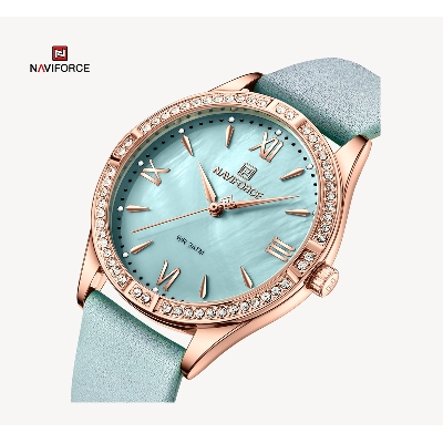 Picture of NAVIFORCE NF5038F Pest PU Leather Analog Watch For Women - Pest & RoseGold
