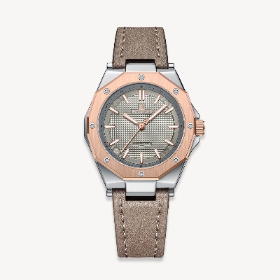 Picture of NAVIFORCE NF5026 Gray PU Leather Analog Watch For Women - RoseGold & Gray