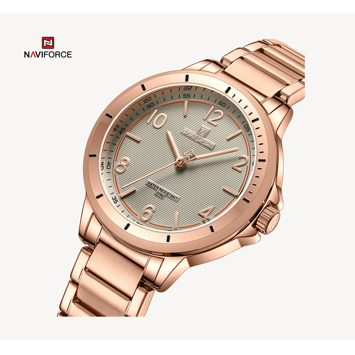 Picture of NAVIFORCE NF5021 RoseGold Stainless Steel Analog Watch For Women - Gray & RoseGold