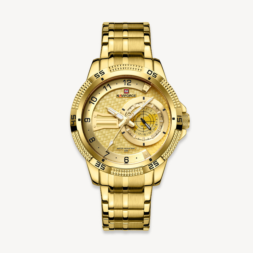 Picture of NAVIFORCE NF9206 Golden Stainless Steel Chronograph Watch For Men - Golden