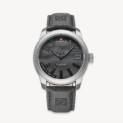 Picture of NAVIFORCE NF9202 Gray PU Leather Analog Watch For Men - Silver & Gray