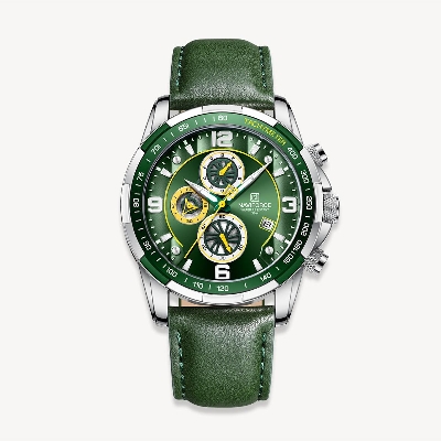 Picture of NAVIFORCE NF8020 Green PU Leather Chronograph Watch For Men - Silver & Green