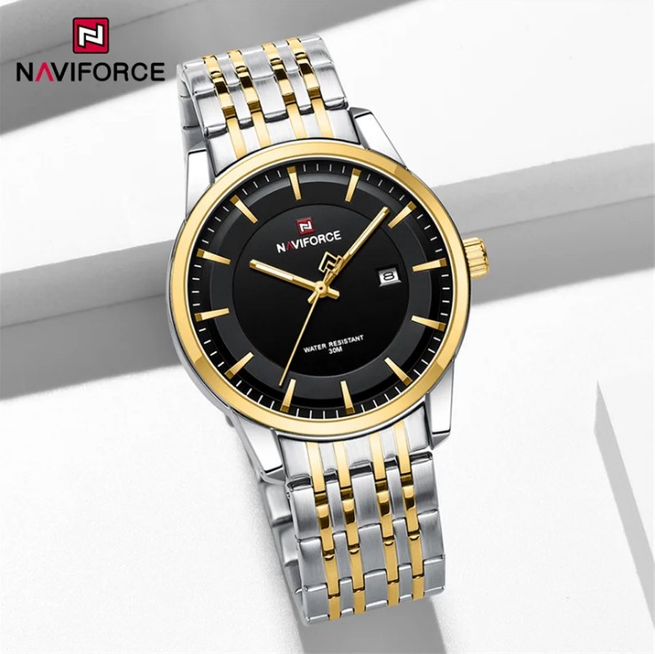 Picture of NAVIFORCE NF9228S Stainless Steel Waterproof Men’s Watch – Black Silver & Golden