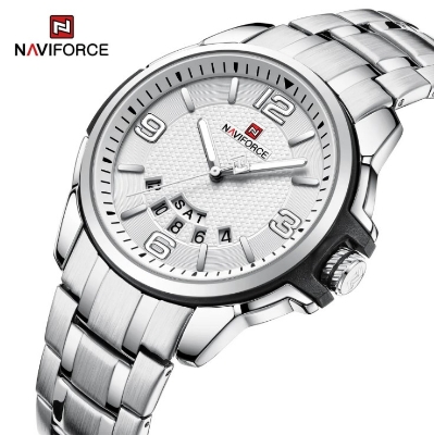 Picture of Naviforce NF9215S Stainless Steel Analog Calender Watch For Men’s - Silver & White