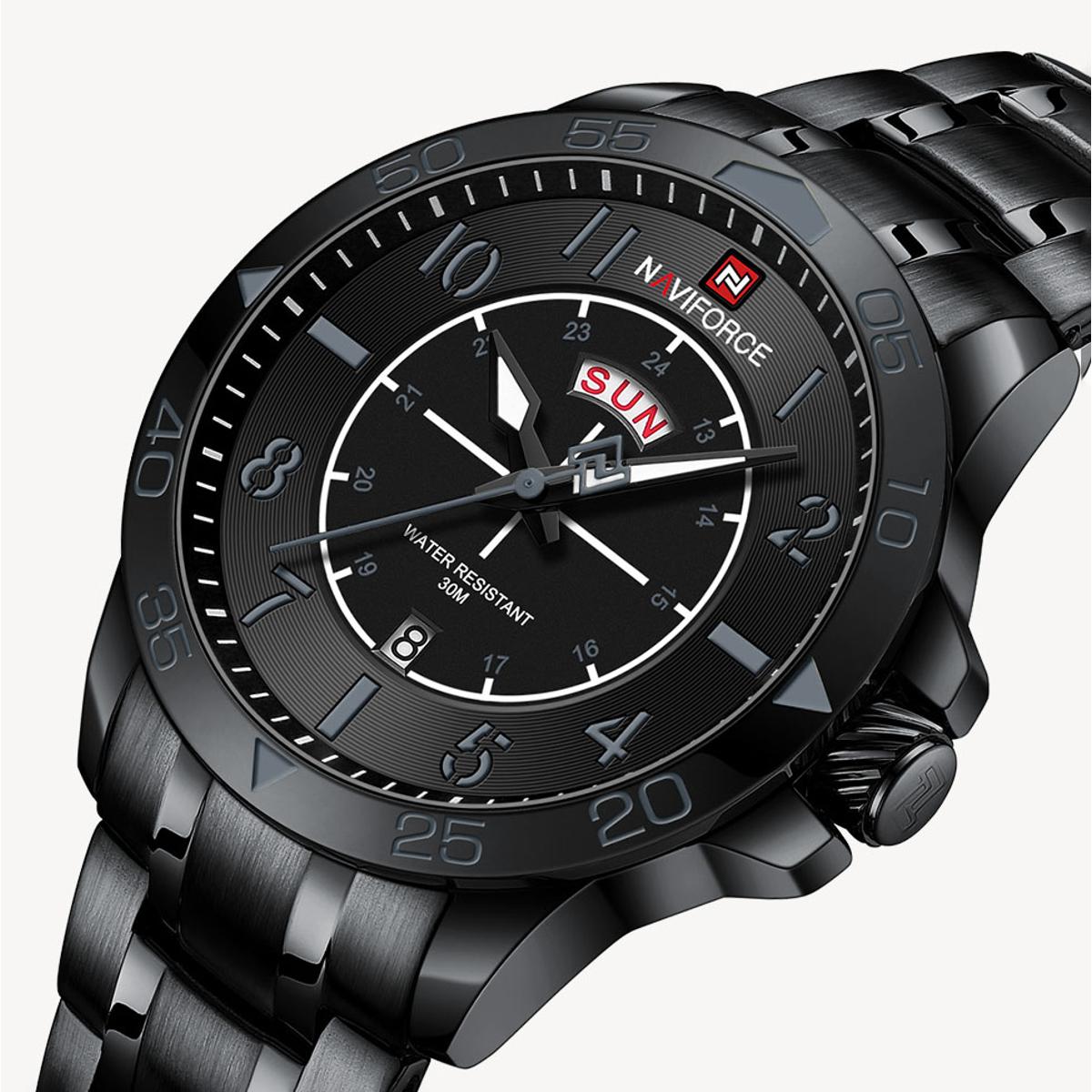 Picture of NAVIFORCE NF9204 Black Stainless Steel Analog Watch For Men - Gray & Black