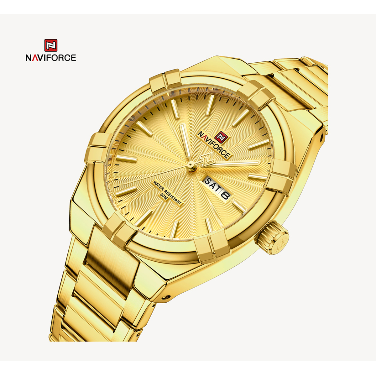 Picture of NAVIFORCE NF9218 Golden Stainless Steel Analog Watch For Men - Golden