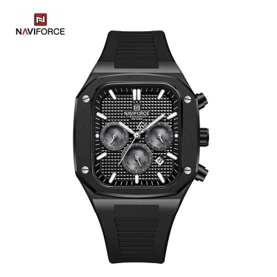 Picture of NAVIFORCE NF8037 Men’s Square Classic Big Face Chronograph Waterproof Luminous Silicone Strap Watch