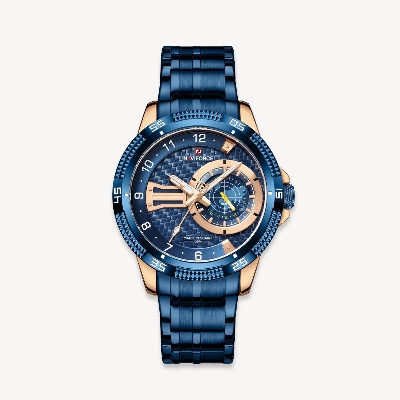 Picture of NAVIFORCE NF9206 Royal Blue Stainless Steel Chronograph Watch For Men - RoseGold & Royal Blue