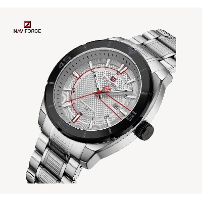 Picture of NAVIFORCE NF9210 Silver Stainless Steel Analog Watch For Men - White & Silver