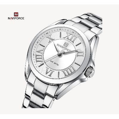 Picture of NAVIFORCE NF5037 Silver Stainless Steel Analog Watch For Women - White & Silver