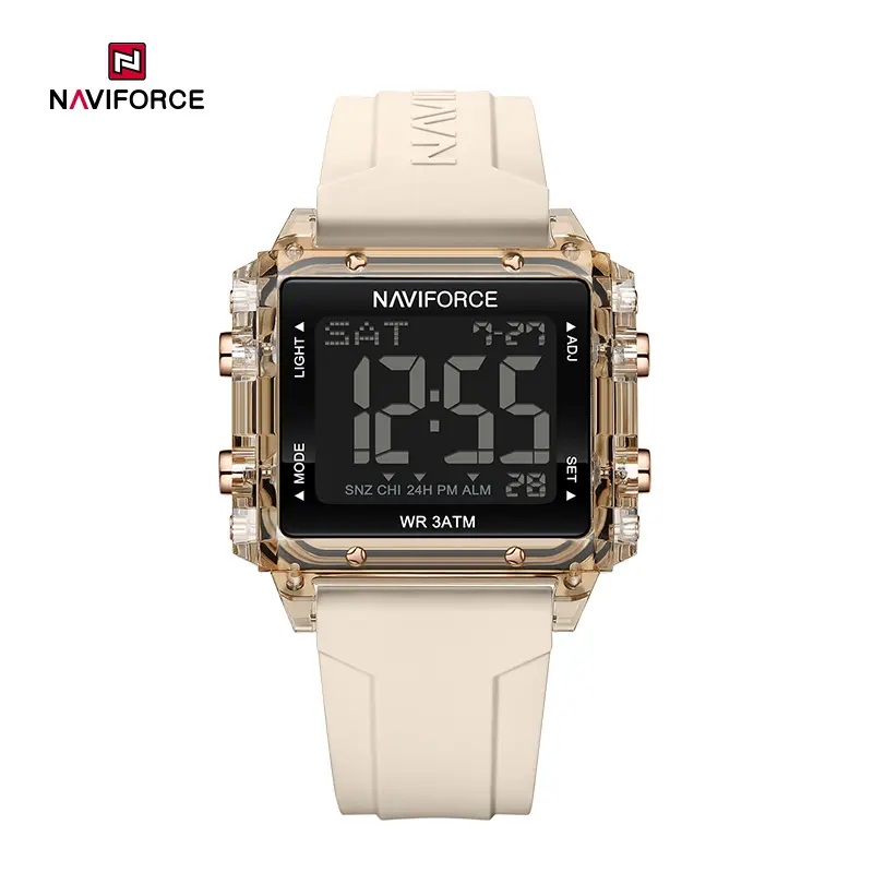 Picture of NAVIFORCE NF7101 Fashion Transparent LCD Electronic Wrist Watch With Waterproof Alarm LED Silicone Strap Teenager Watch