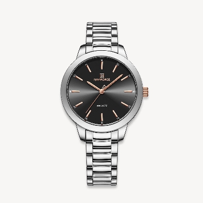 Picture of NAVIFORCE NF5025 Silver Stainless Steel Analog Watch For Women - Black & Silver