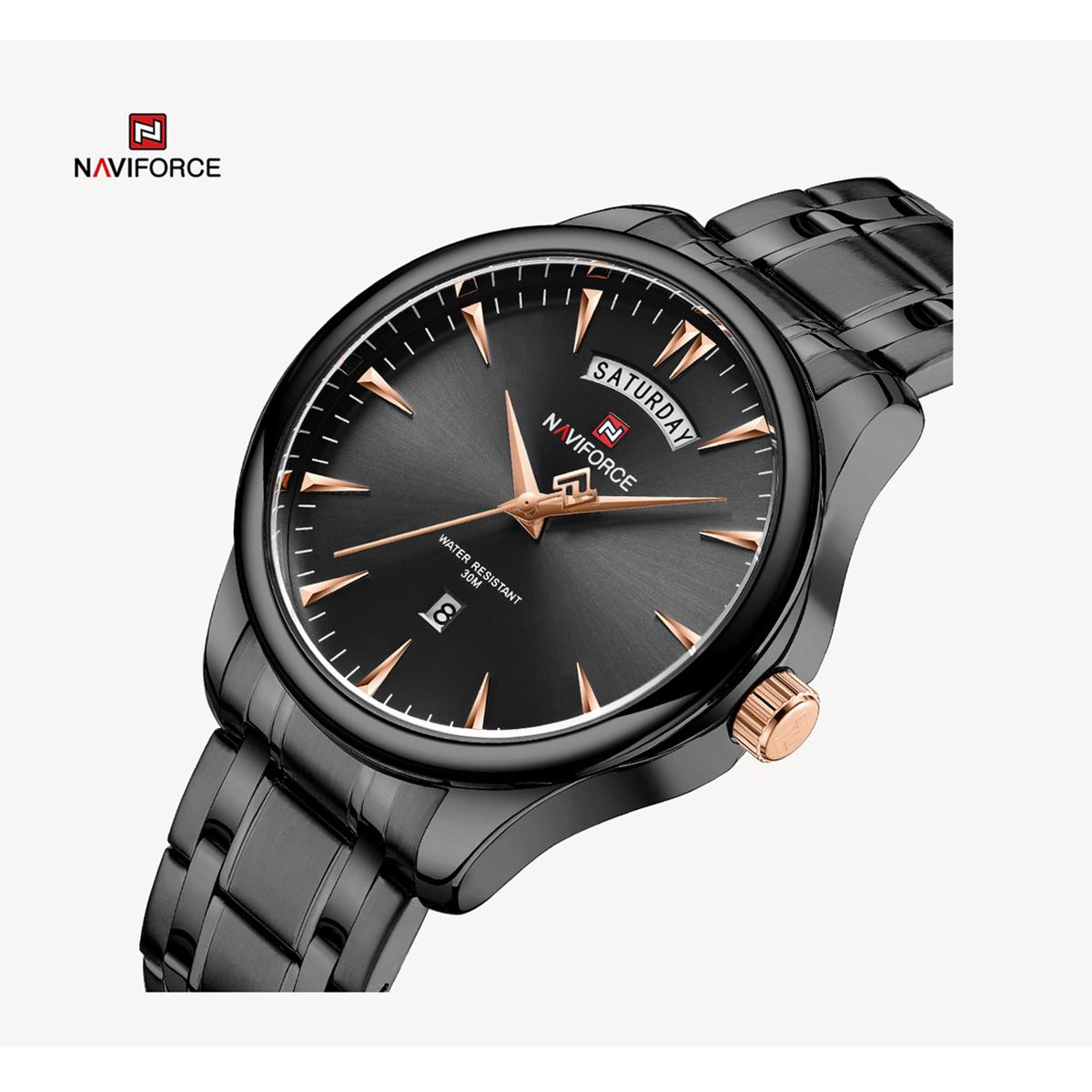 Picture of NAVIFORCE NF9213 Black Stainless Steel Analog Watch For Men - Black