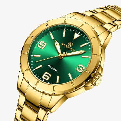 Picture of NAVIFORCE NF5022S Golden Stainless Steel Analog Watch For Women - Green & Golden
