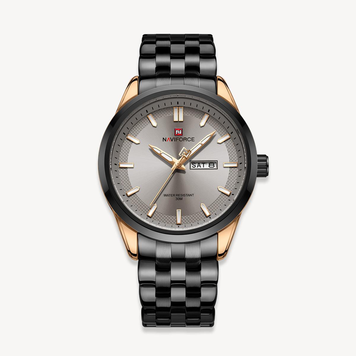 Picture of NAVIFORCE NF9203G Black Stainless Steel Analog Watch For Men - RoseGold & Black