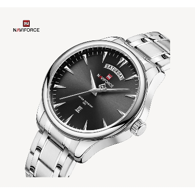 Picture of NAVIFORCE NF9213 Silver Stainless Steel Analog Watch For Men - Black & Silver
