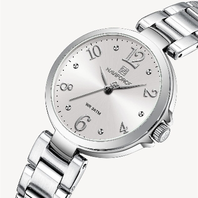 Picture of NAVIFORCE NF5031 Silver Stainless Steel Analog Watch For Women - White & Silver