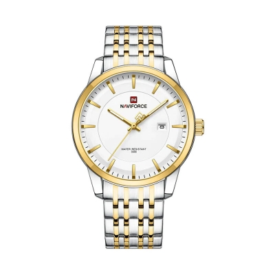 Picture of NAVIFORCE NF9228S Stainless Steel Waterproof Men’s Watch – White Silver & Golden