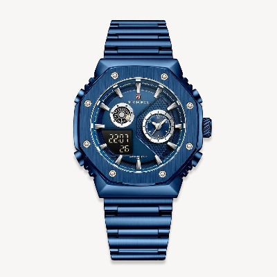Picture of NAVIFORCE NF9216 Royal Blue Stainless Steel Dual Time Watch For Men - Royal Blue