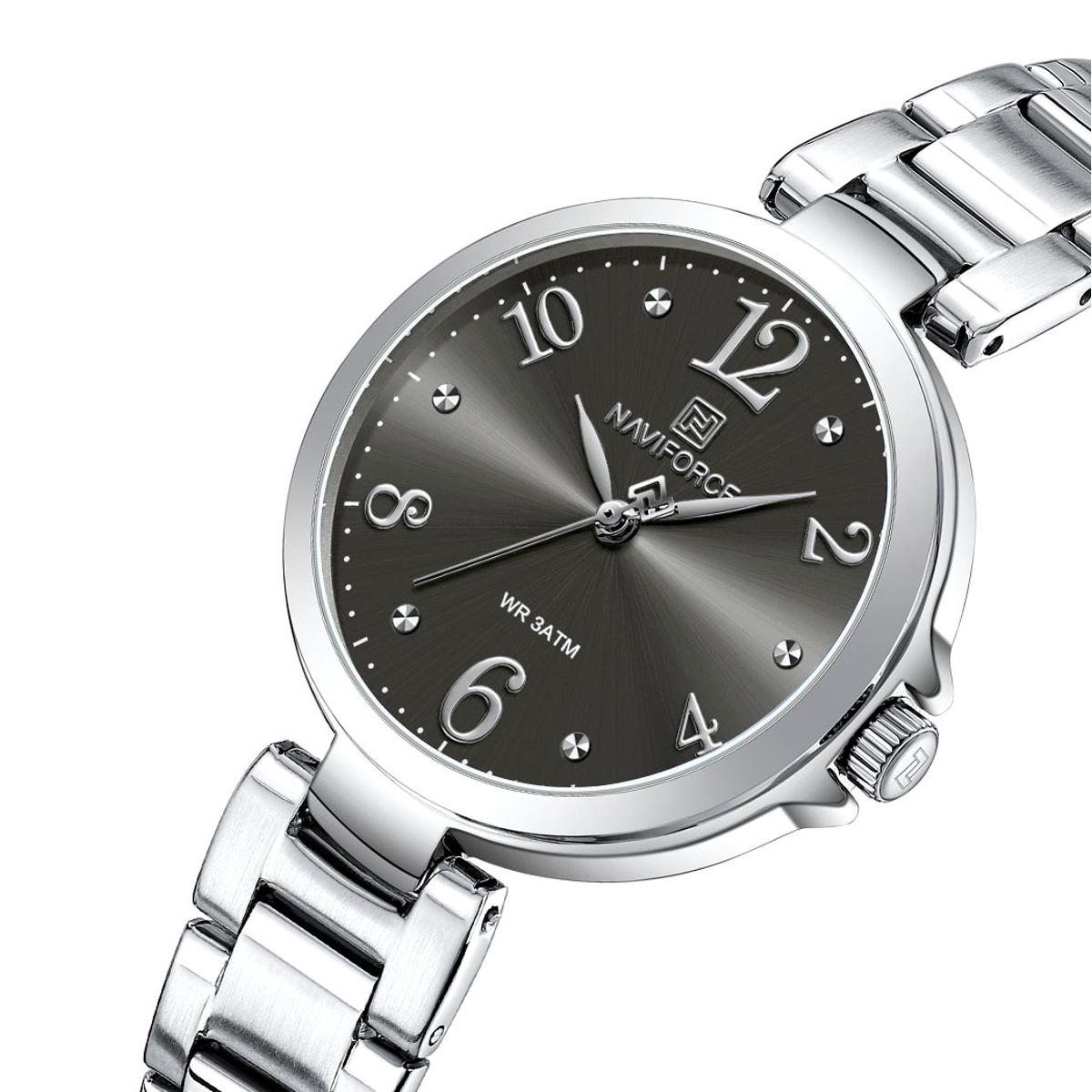 Picture of NAVIFORCE NF5031 Silver Stainless Steel Analog Watch For Women - Black & Silver