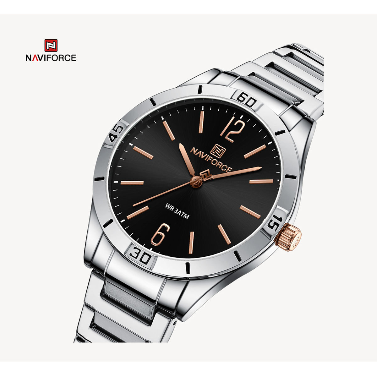 Picture of NAVIFORCE NF5029 Silver Stainless Steel Analog Watch For Women - Black & Silver