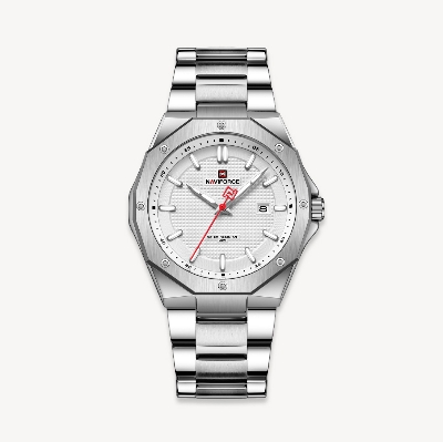 Picture of NAVIFORCE NF9200 Silver Stainless Steel Analog Watch For Men - White & Silver