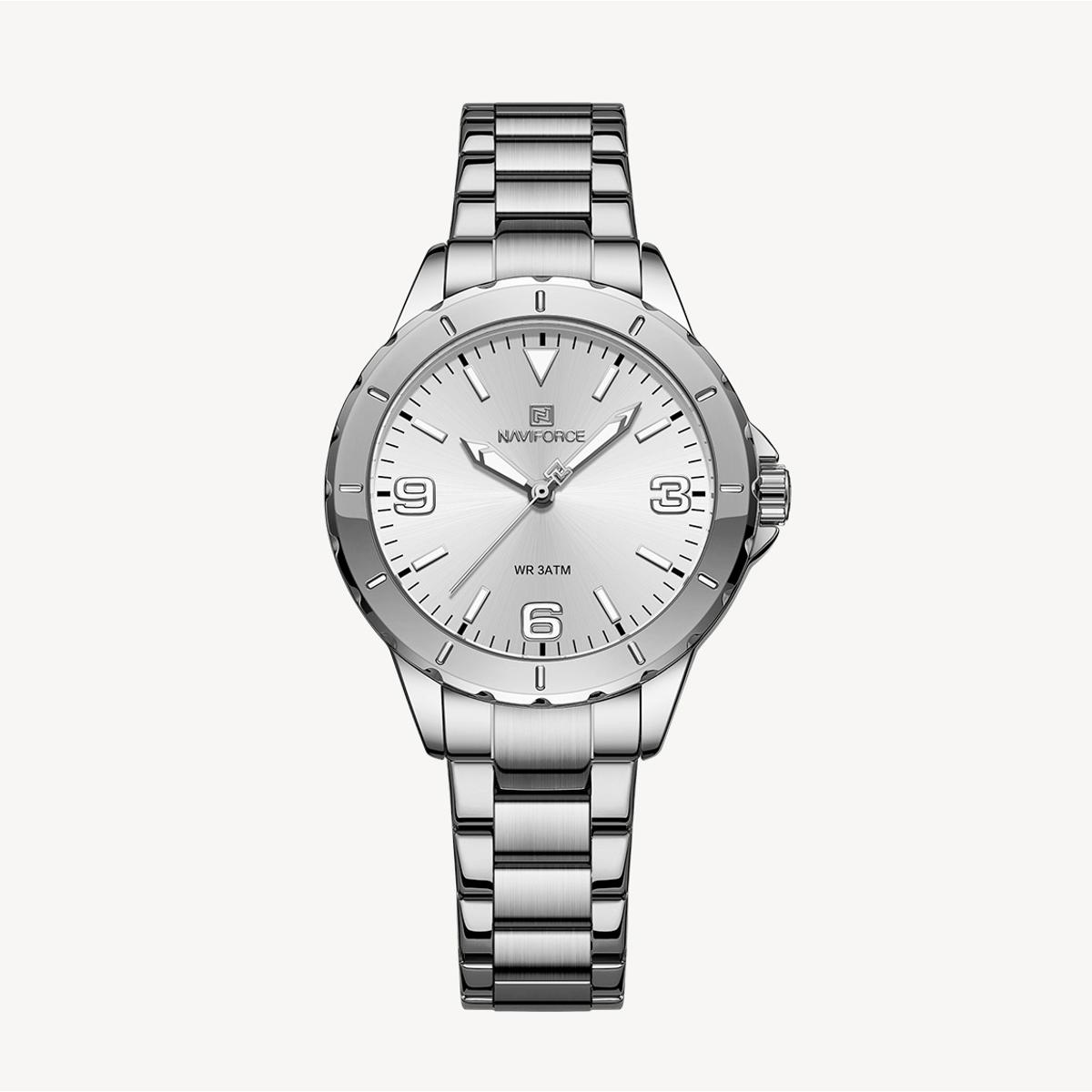 Picture of NAVIFORCE NF5022 Silver Stainless Steel Analog Watch For Women - White & Silver