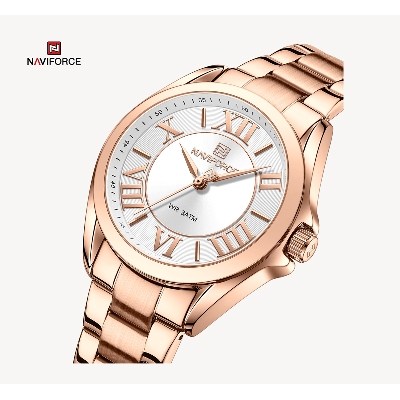 Picture of NAVIFORCE NF5037 RoseGold Stainless Steel Analog Watch For Women - White & RoseGold