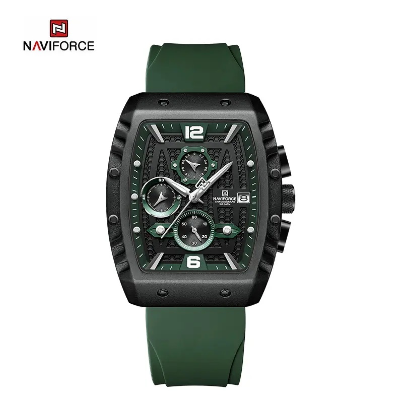 Picture of NAVIFORCE 8025 Quartz Colorful Silicone with Square Case Chronograph Sport Wrist Watch For Men
