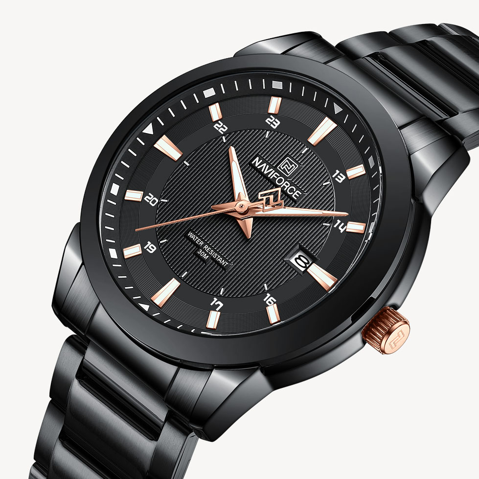 Picture of NAVIFORCE NF8029 Black Stainless Steel Analog Watch For Men - Black