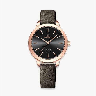 Picture of NAVIFORCE NF5024 Gray PU Leather Analog Watch For Women - RoseGold & Gray