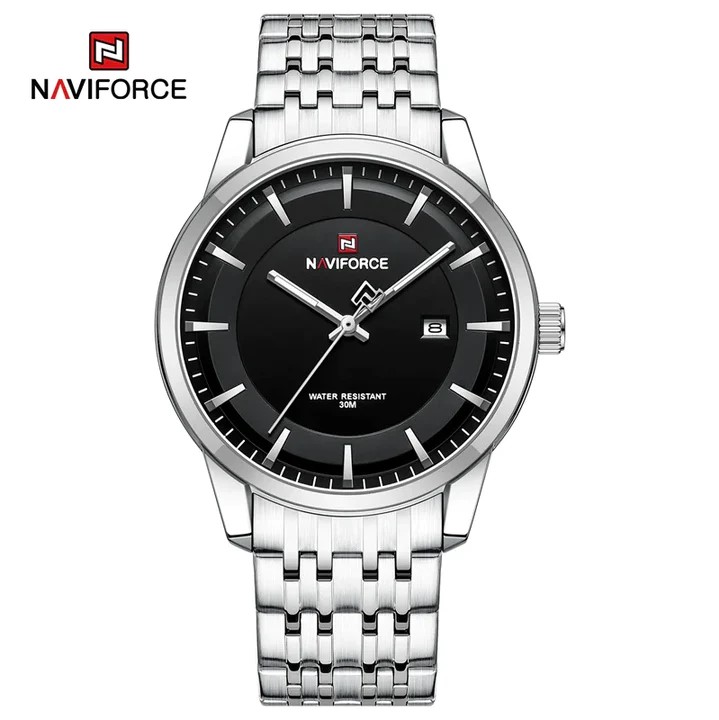 Picture of NAVIFORCE NF9228S Stainless Steel Waterproof Men’s Watch – Silver & Black