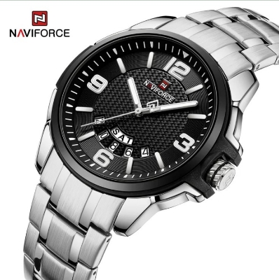 Picture of Naviforce NF9215S Stainless Steel Analog Calender Watch For Men’s -Silver & Black