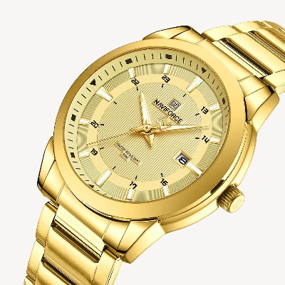 Picture of NAVIFORCE NF8029 Golden Stainless Steel Analog Watch For Men - Golden