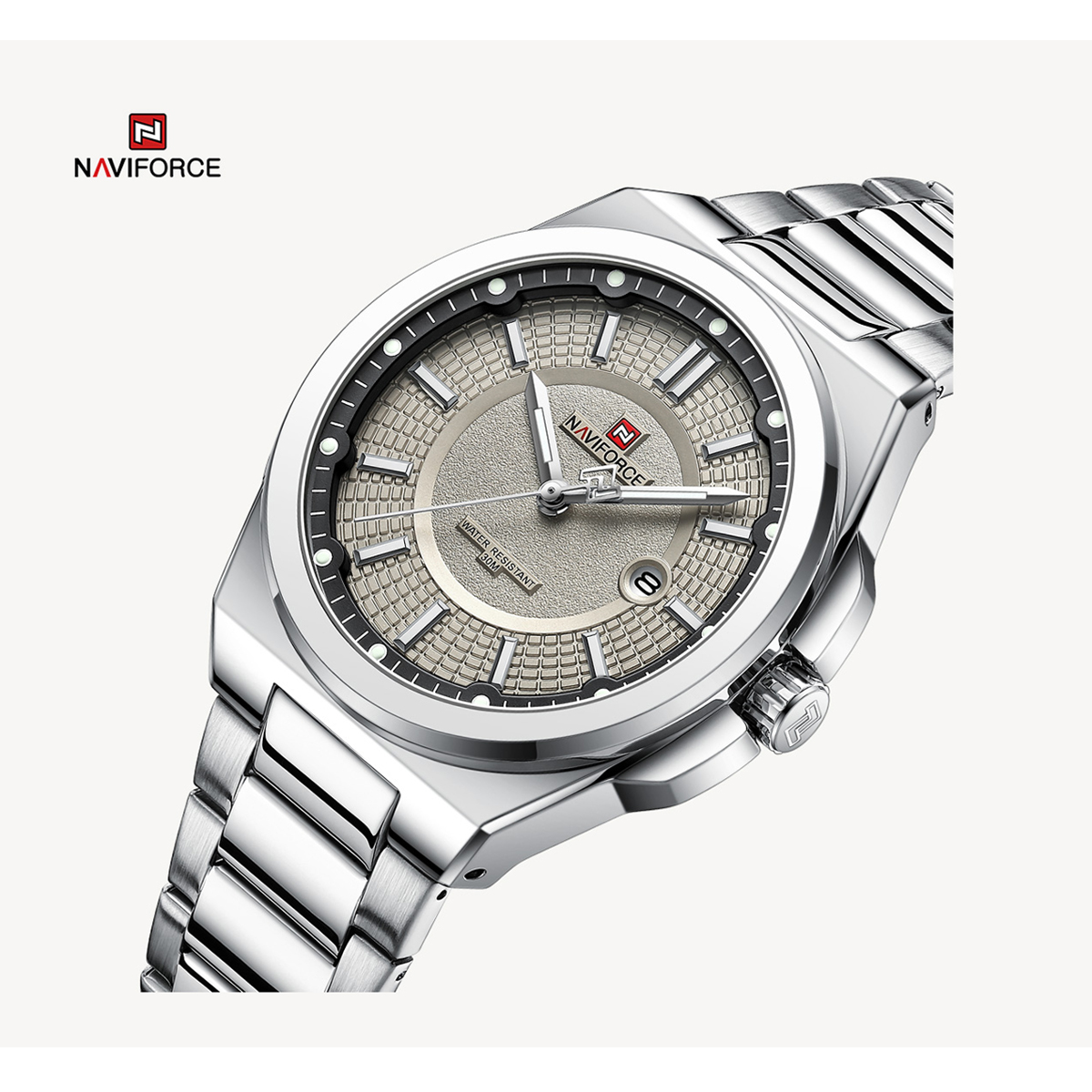 Picture of NAVIFORCE NF9212 Silver Stainless Steel Analog Watch For Men - Gray & Silver