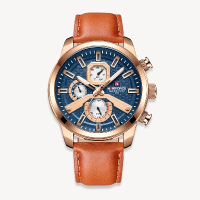 Picture of NAVIFORCE NF9211L Brown PU Leather Chronograph Watch For Men - RoyalBlue & Brown