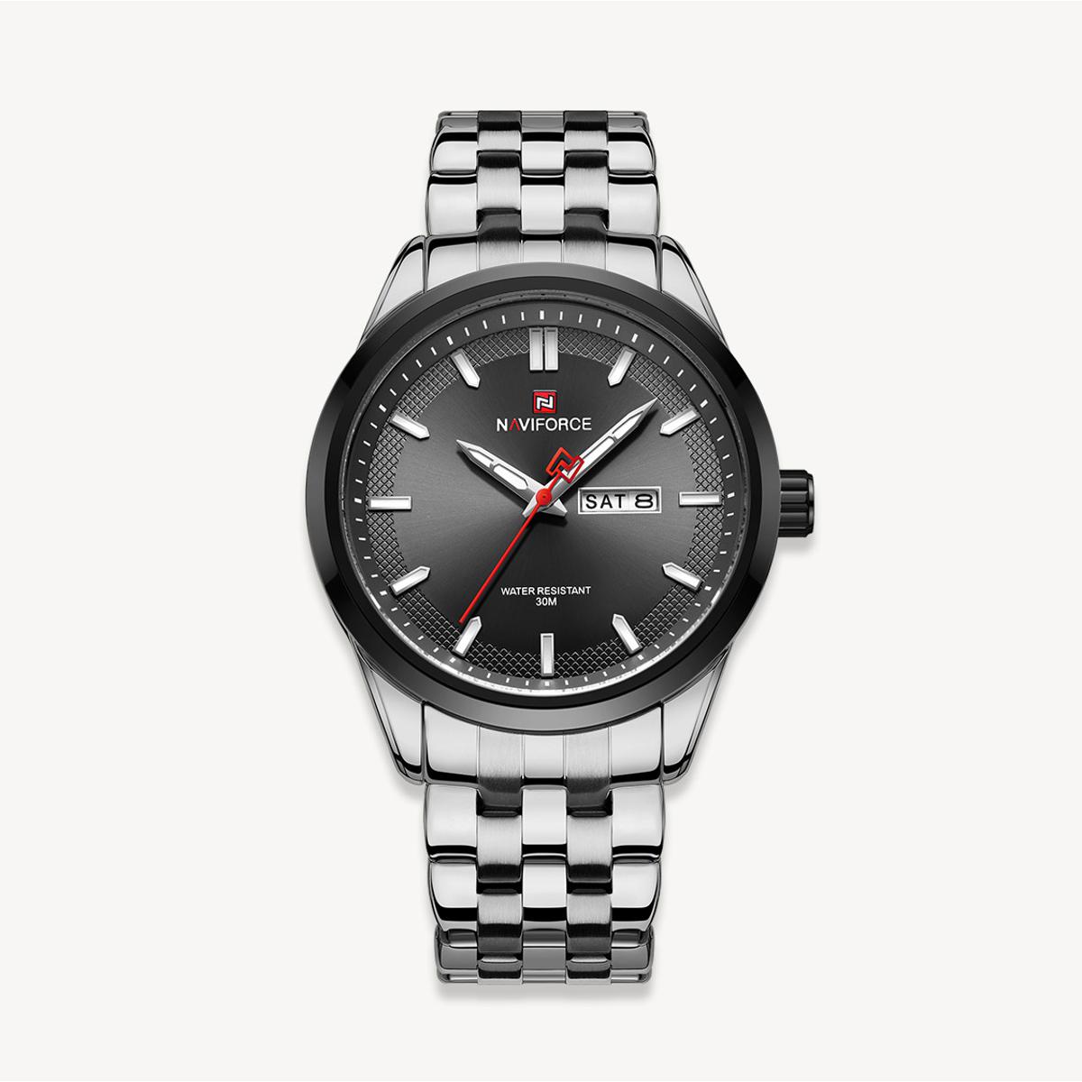 Picture of NAVIFORCE NF9203 Silver Stainless Steel Analog Watch For Men - Black & Silver
