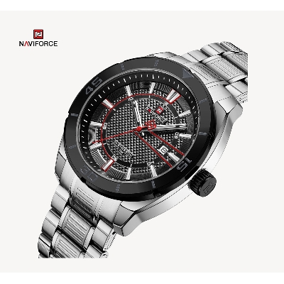 Picture of NAVIFORCE NF9210 Silver Stainless Steel Analog Watch For Men - Black & Silver