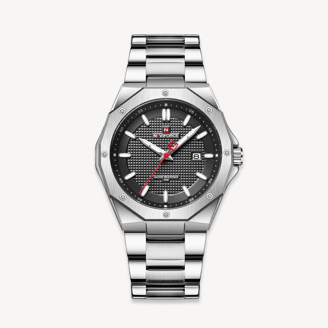 Picture of NAVIFORCE NF9200 Silver Stainless Steel Analog Watch For Men - Black & Silver