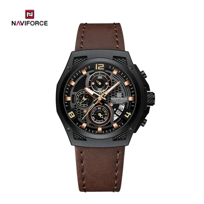 Picture of NAVIFORCE NF8051 Distinctive and Elegant Genuine Leather Honeycomb Design Timepiece For Men