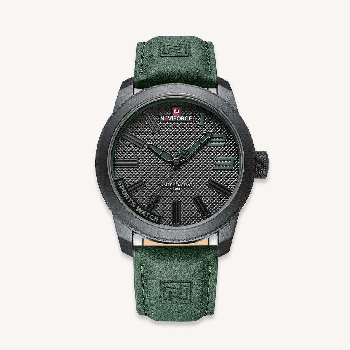 Picture of NAVIFORCE NF9202 Green PU Leather Analog Watch For Men - Black & Green