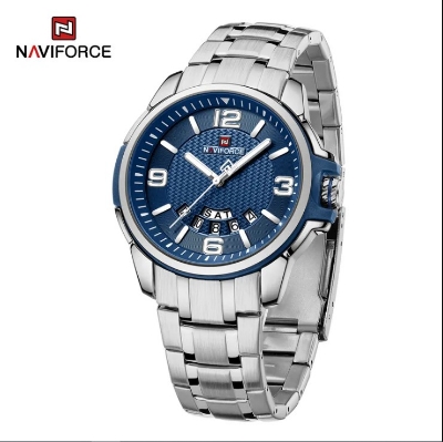 Picture of Naviforce NF9215S Stainless Steel Analog Calender Watch For Men’s -Silver & Blue