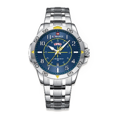 Picture of NAVIFORCE NF9204G Silver Stainless Steel Analog Watch For Men - Silver & RoyalBlue
