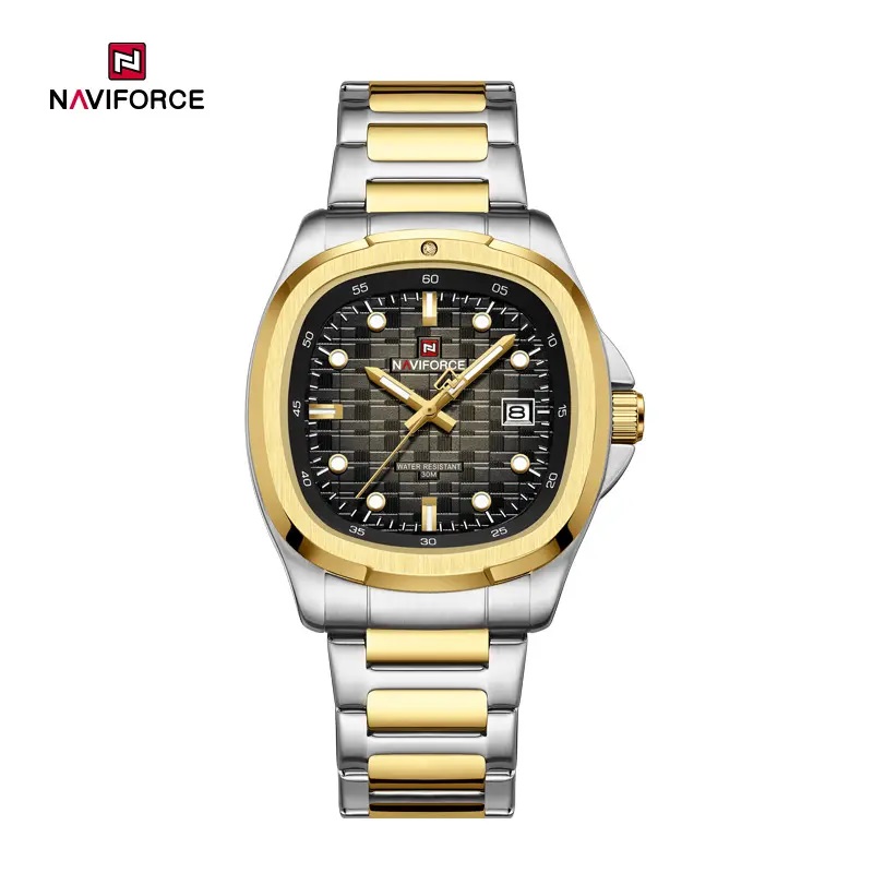 Picture of NAVIFORCE NF9240 Men’s Quartz Date Watch Japanese Movement Square Dial Stainless Steel Waterproof Design