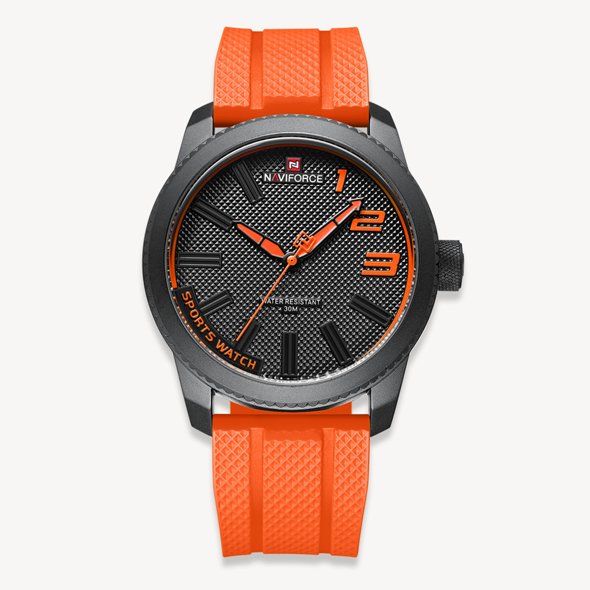 Picture of NAVIFORCE NF9202 Orange TPU Leather Analog Watch For Men - Black & Orange
