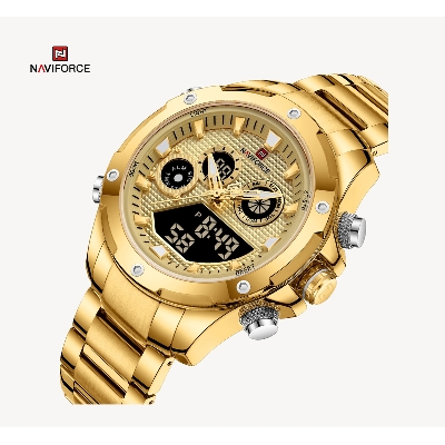 Picture of NAVIFORCE NF9217 Golden Stainless Steel Dual Time Watch For Men - Golden